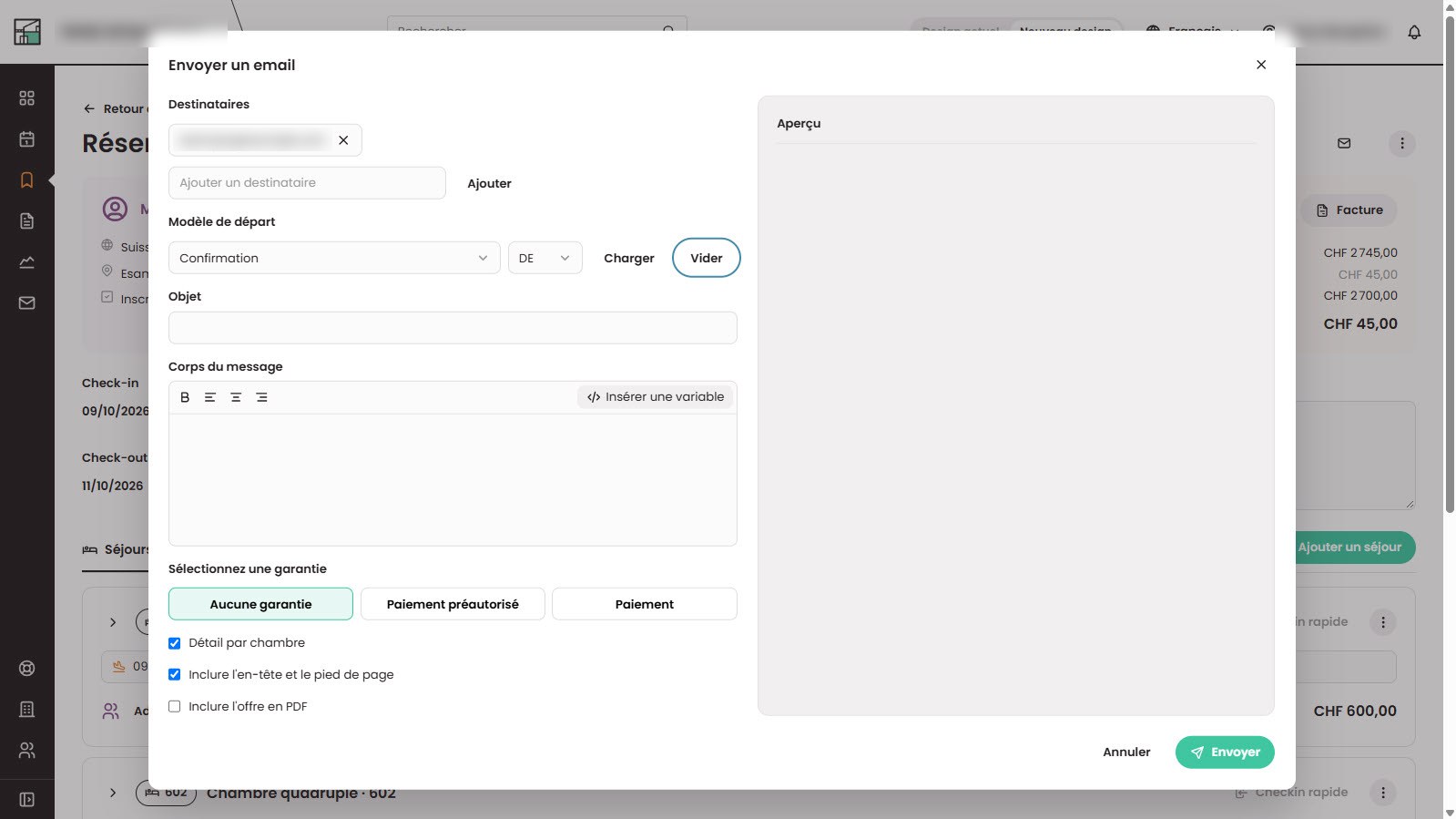 E-Mails an Gäste in Arhon PMS
